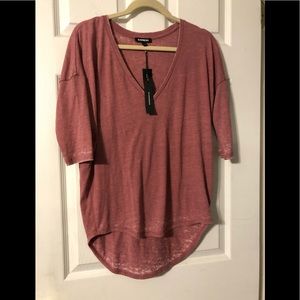 Express V Neck Top Pink Size Small Brand New